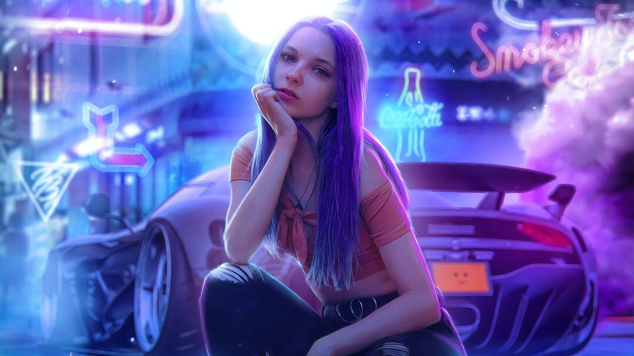 Cyber Girl With Cars