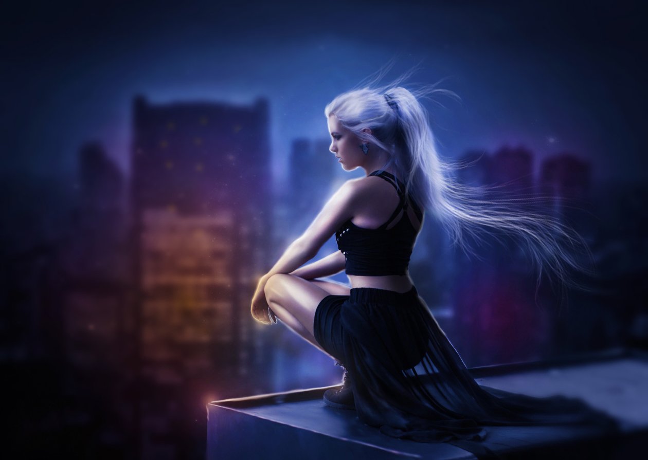 Girl On Roof Of Building