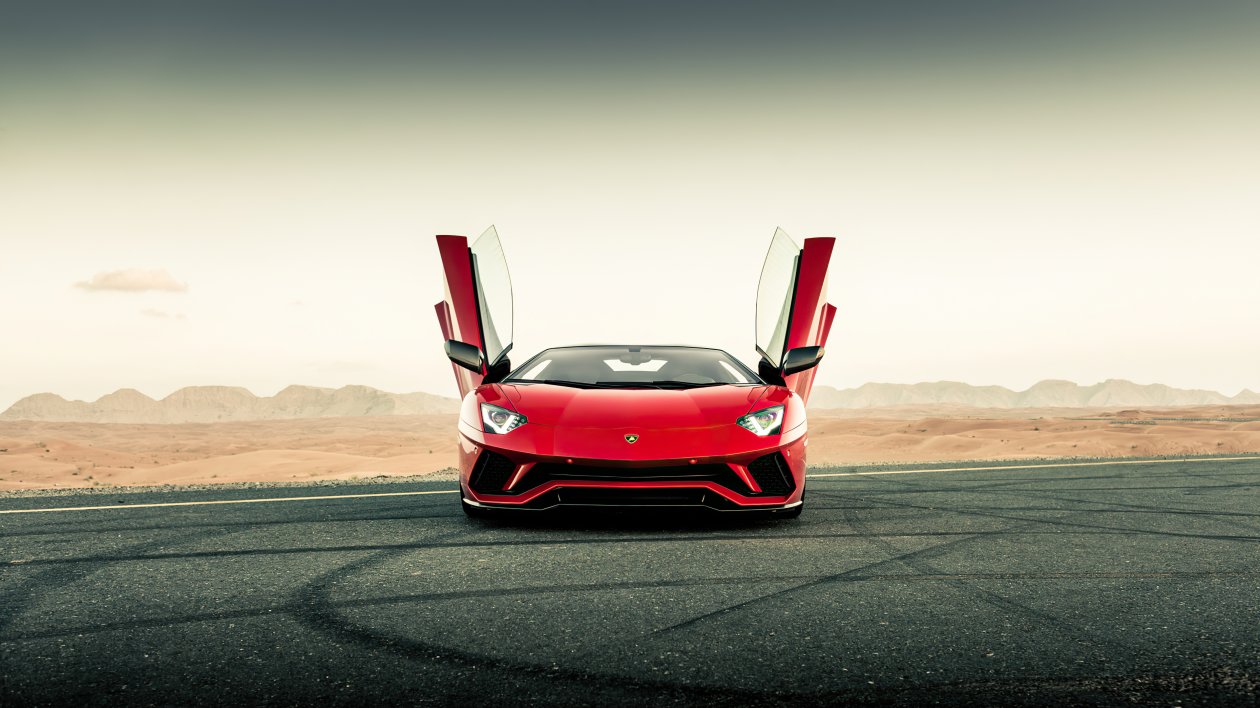 Red Lamborghini Aventador Front