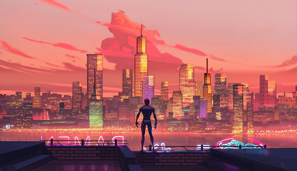 Spiderman In Ny Sunset