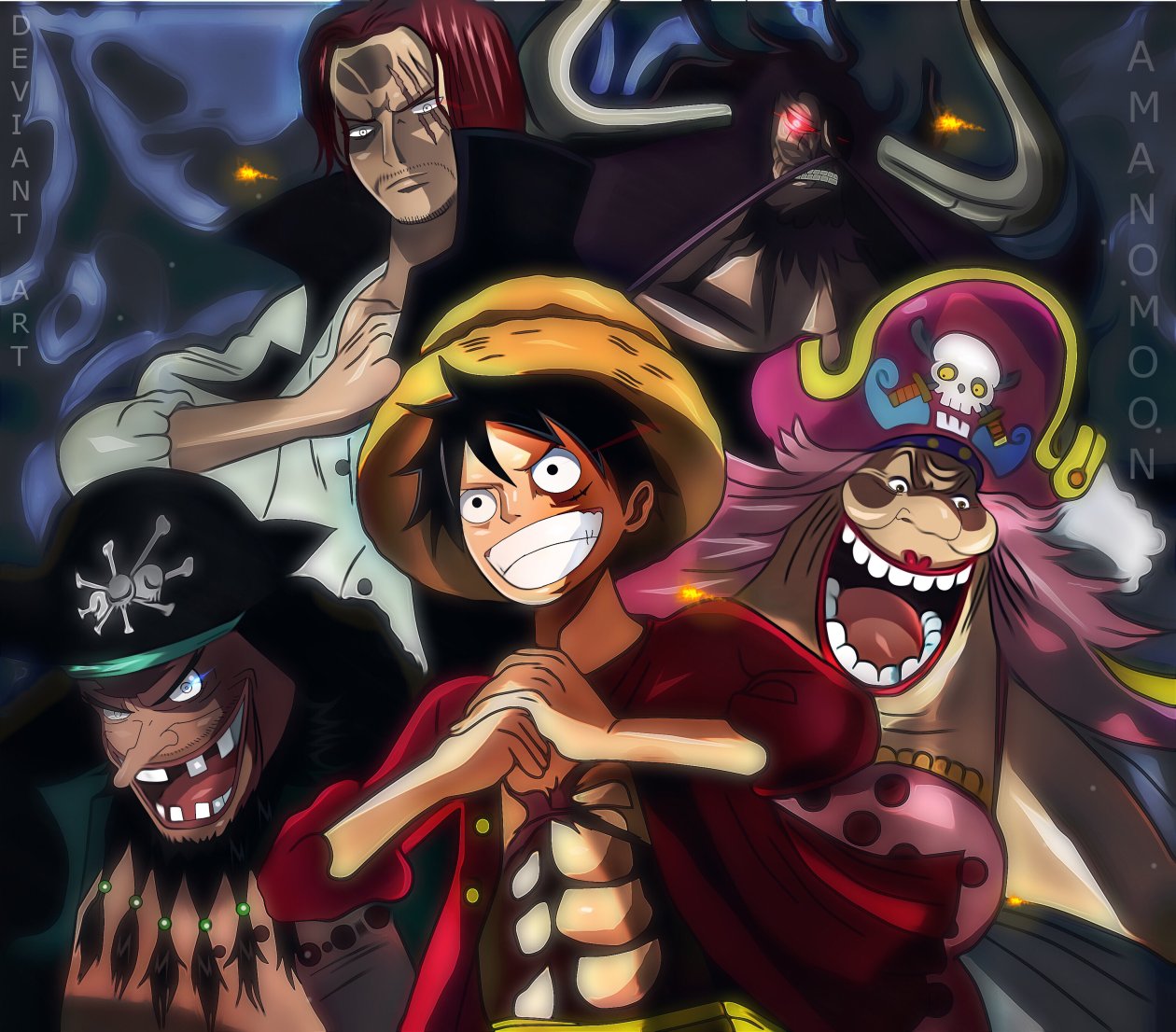 One Piece Charlotte Linlin Kaido Marshall D Teach Monkey D Luffy Shanks