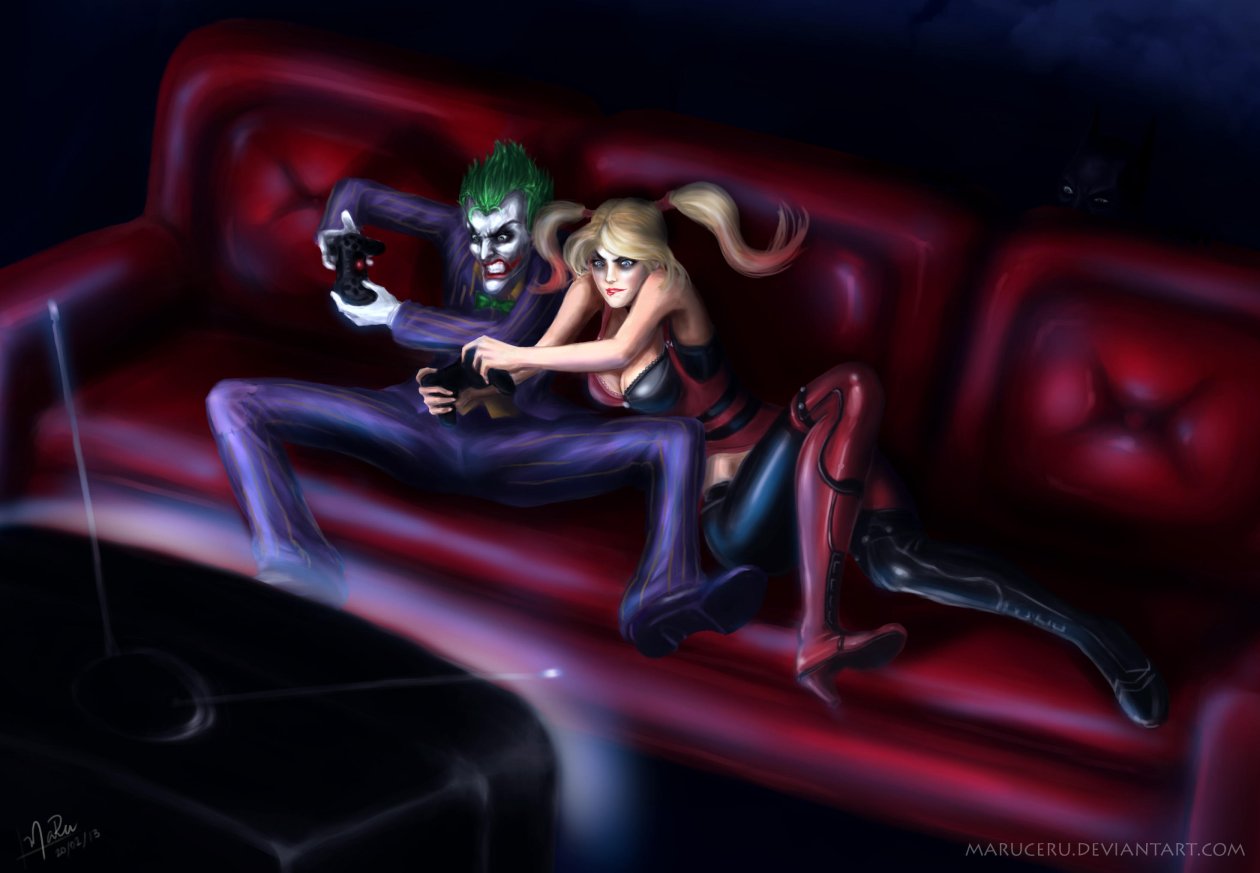 Harley And Joker Playing Games
