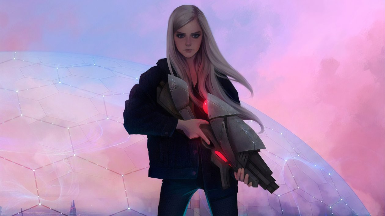 Blonde Girl With Gun Science Ficiton
