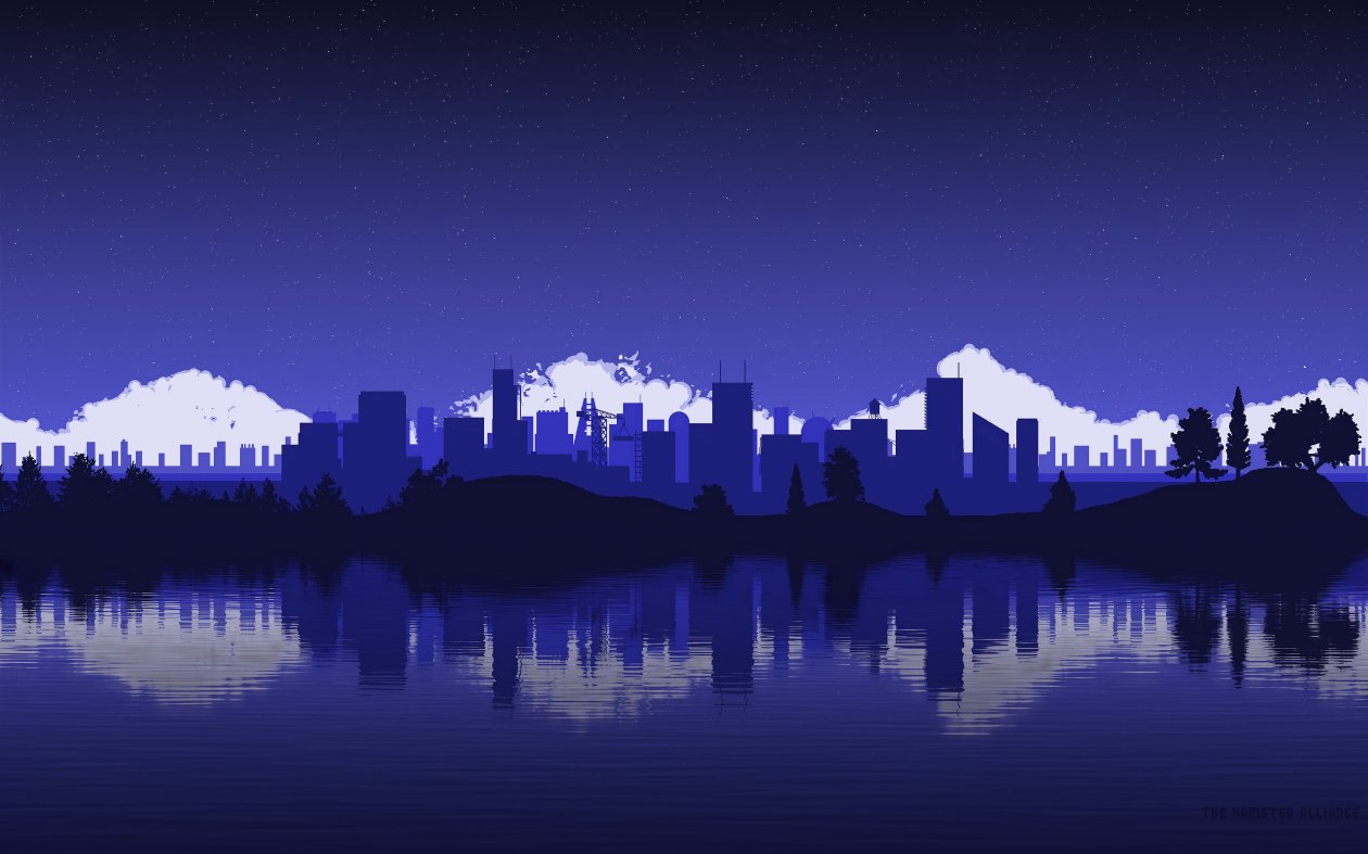 Blue Cityscape Minimalist