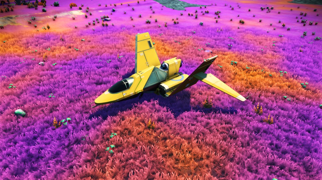 No Mans Sky Game Plane Colorful Fields 4k