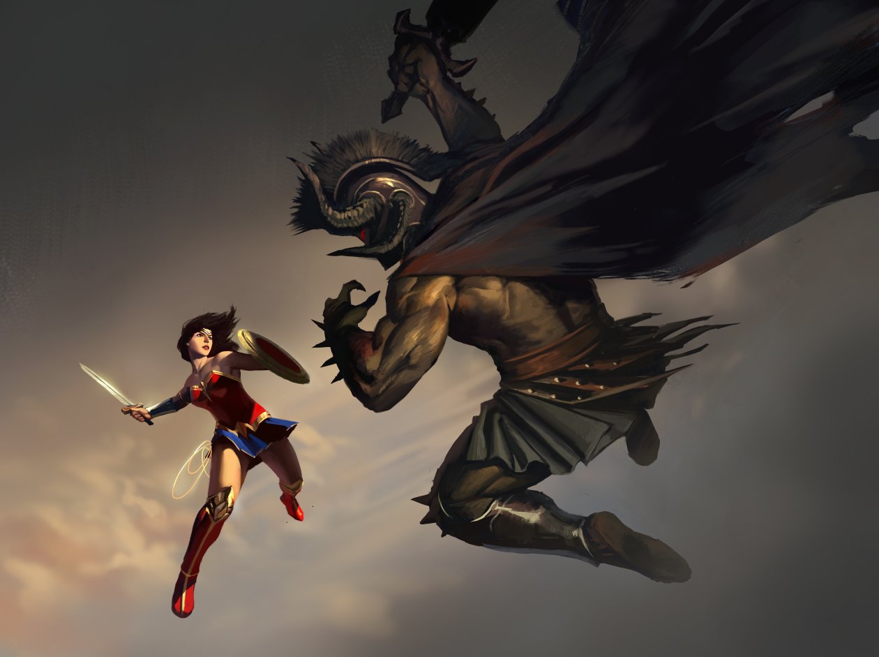 Wonder Woman Vs Ares 8k Artwork