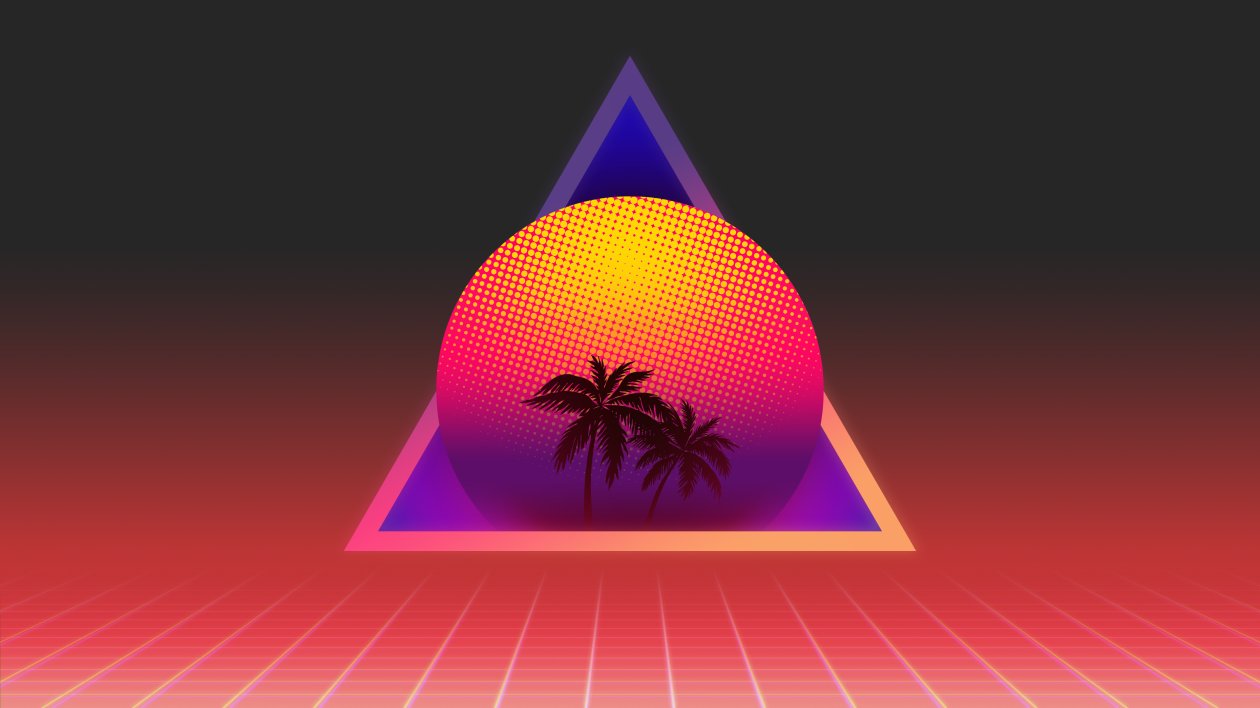 Synthwave Outrun Trees 4k
