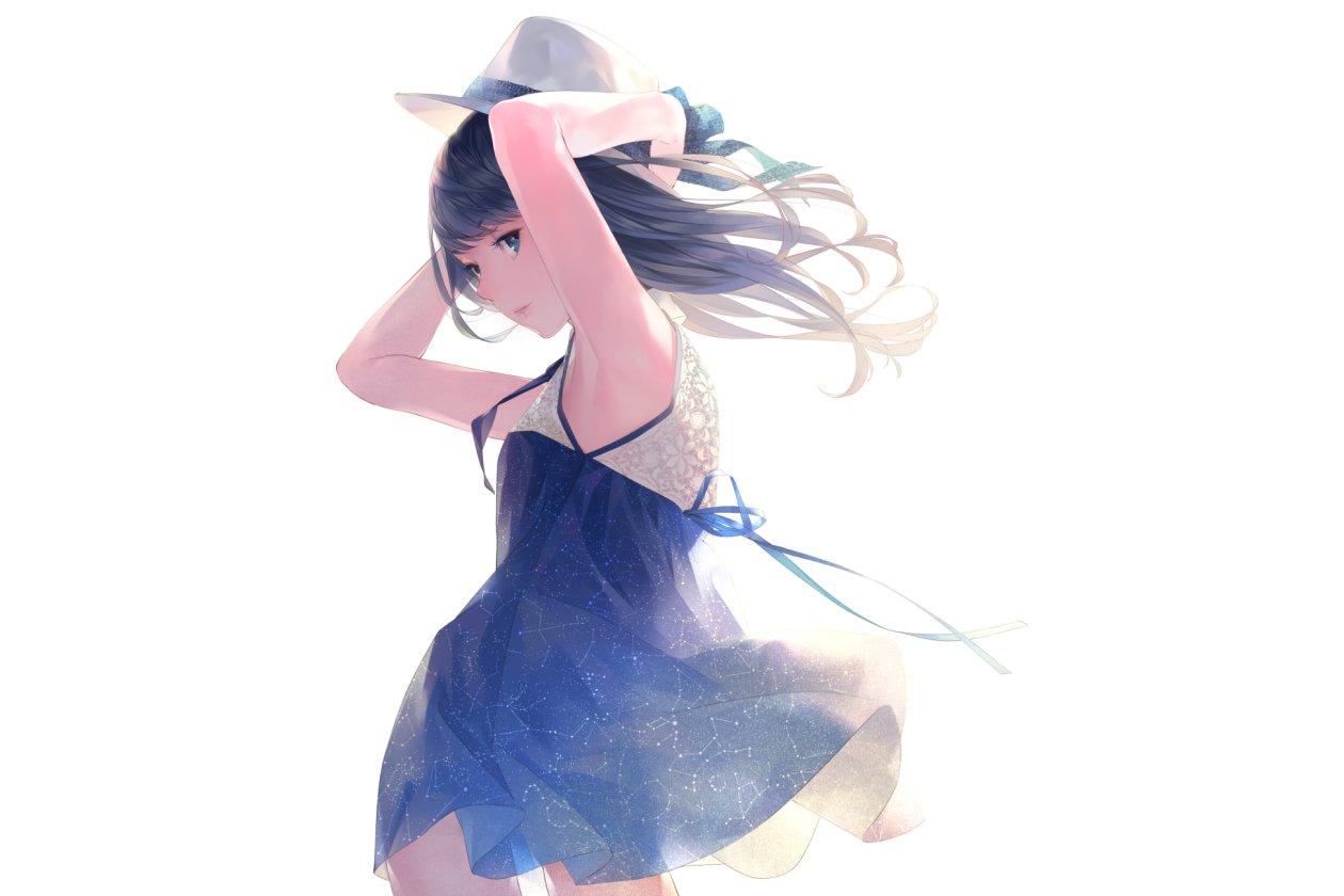 Cute Blue And White Skirt Anime Girl