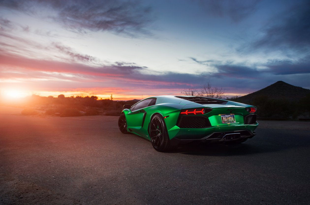 Green Lamborghini Aventador
