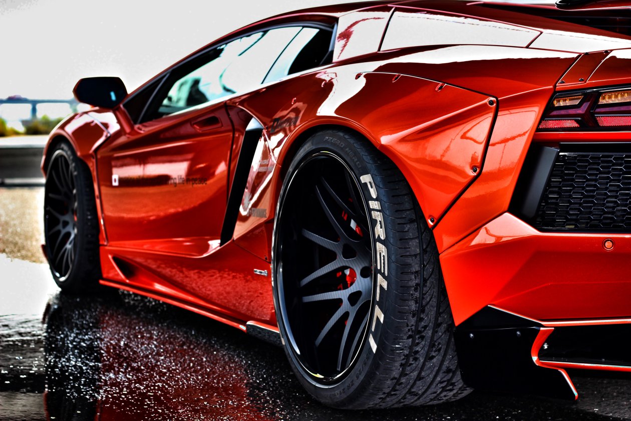 Red Lamborghini Aventador Rear