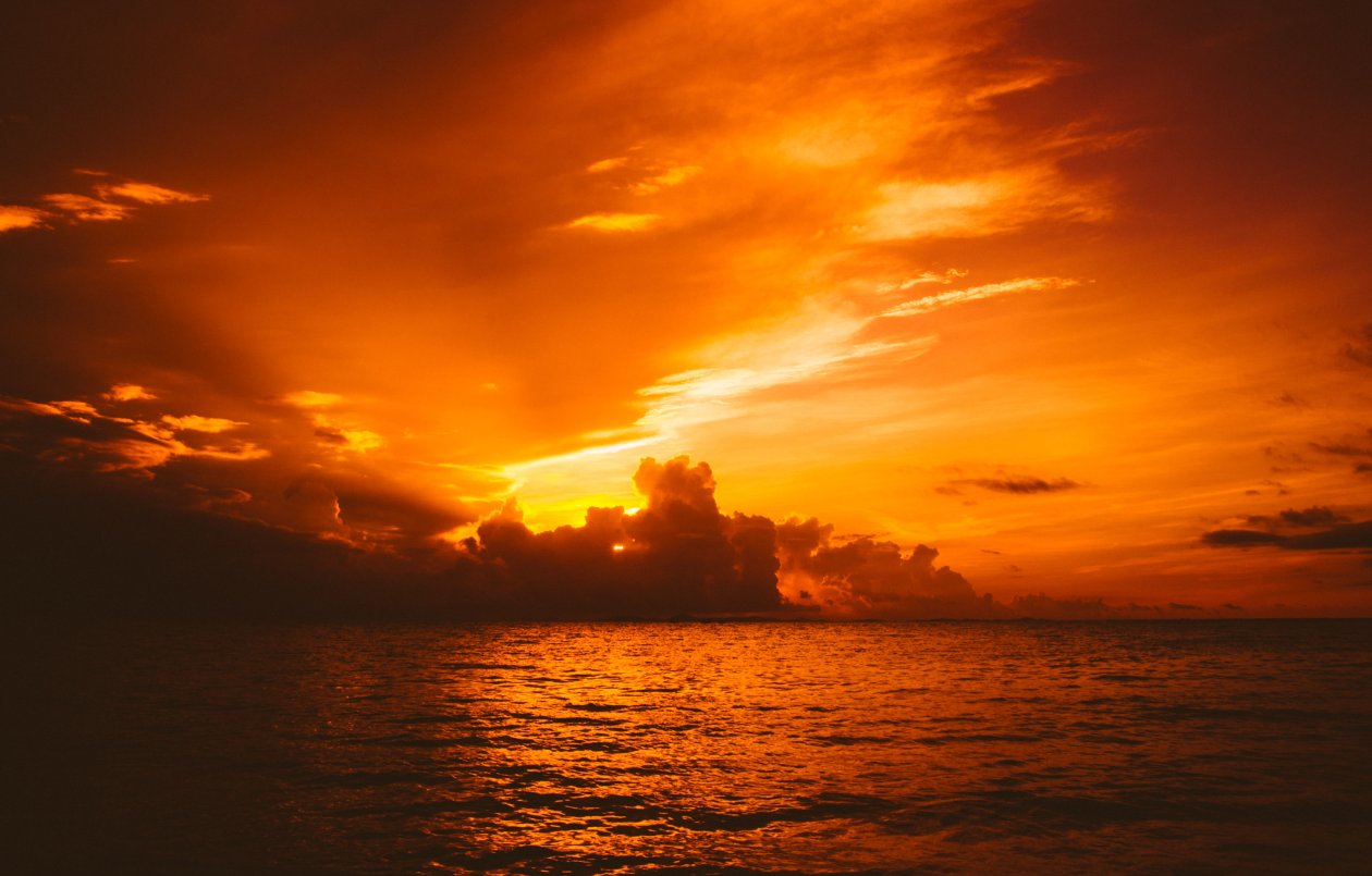 Sun In Clouds Sea Nature 5k