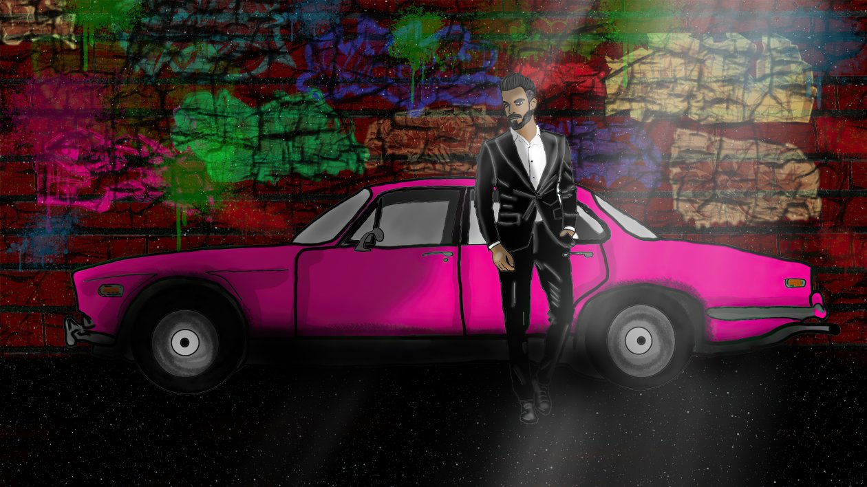 Cool Dude With Pink Car 4k