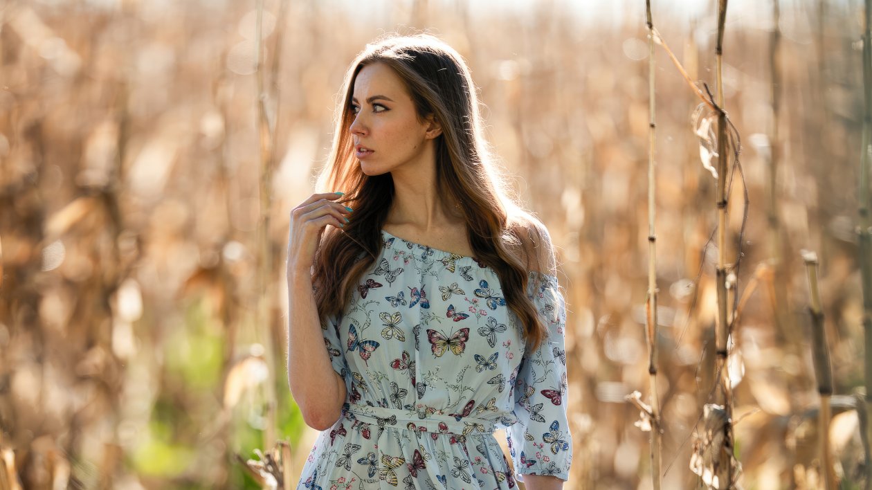 Girl In Butterfly Long Dress