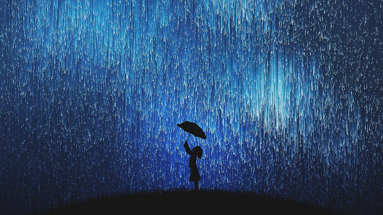 Rain Of Stars Little Girl With Umbrella
