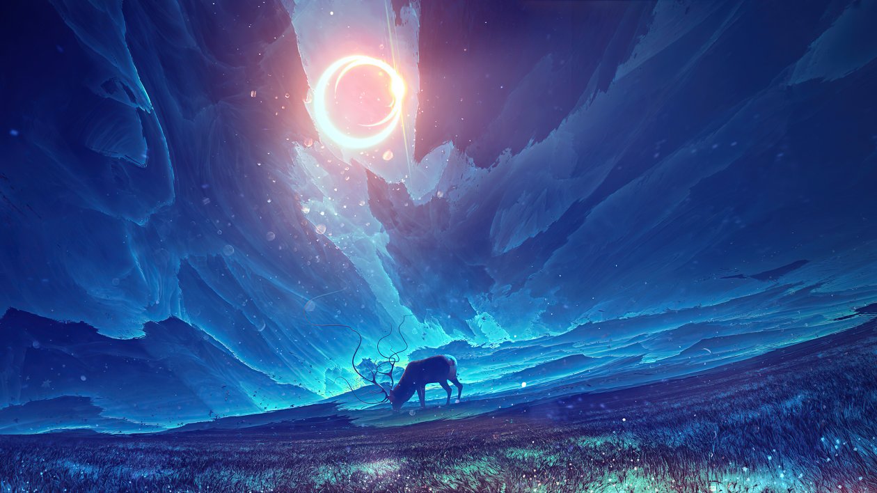 Reindeer Traveling The Galaxy 4k
