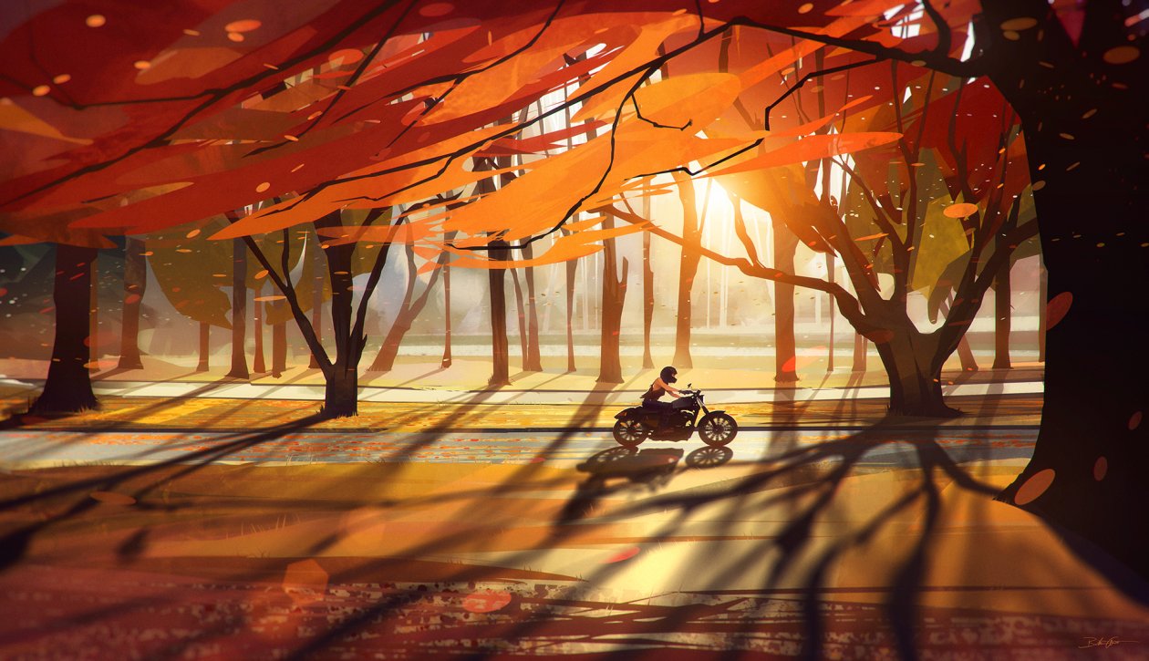 Autumn Fall Countryside Biker