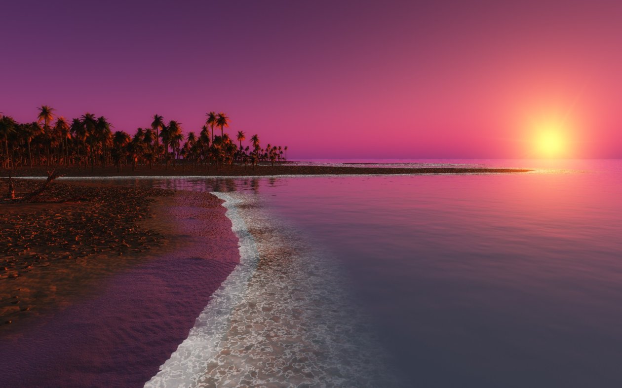 Digital Coastal Beach Sunset