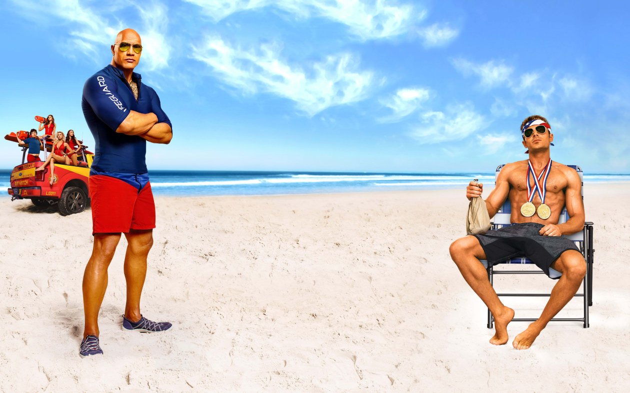 Dwayne Johnson And Zac Efron In Baywatch Movie