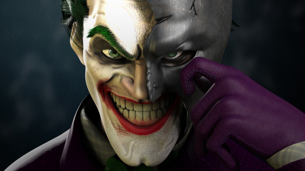 Joker Wearing Half Batman Mask