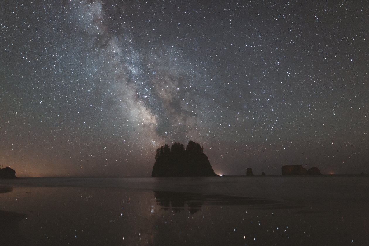 Milky Way Over Olympic National Park Coast 4k