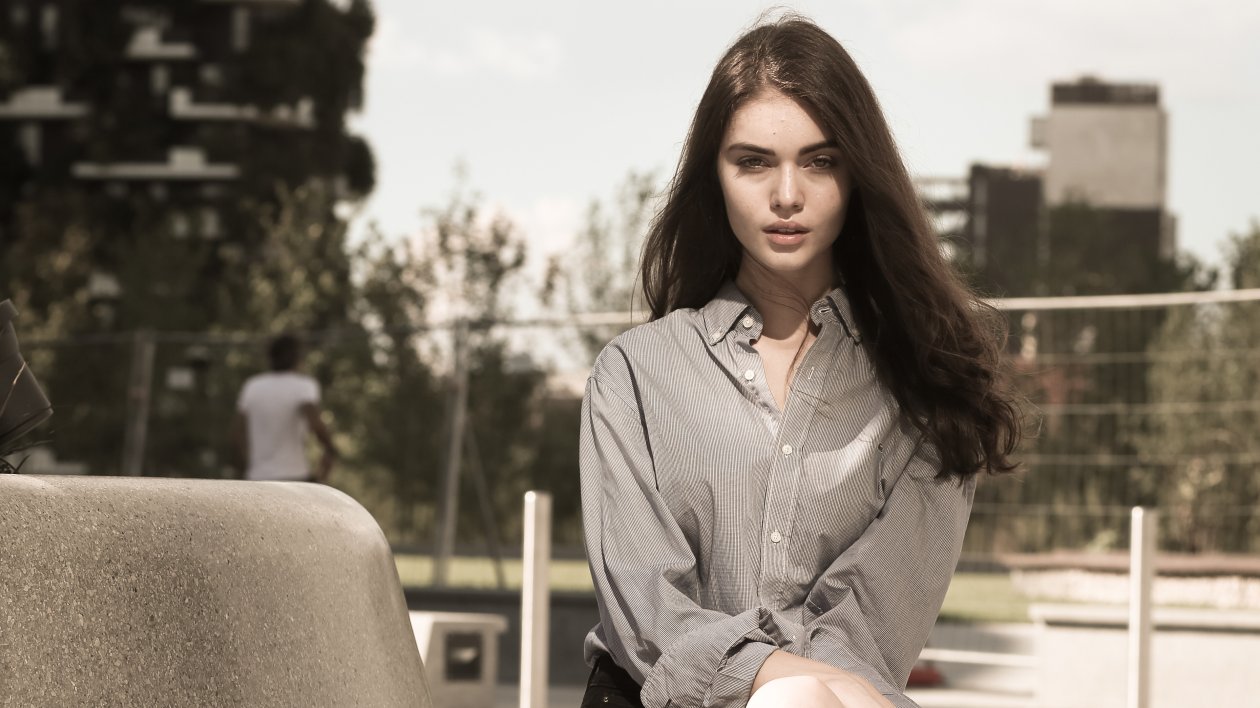Girl Sitting Outside Portrait