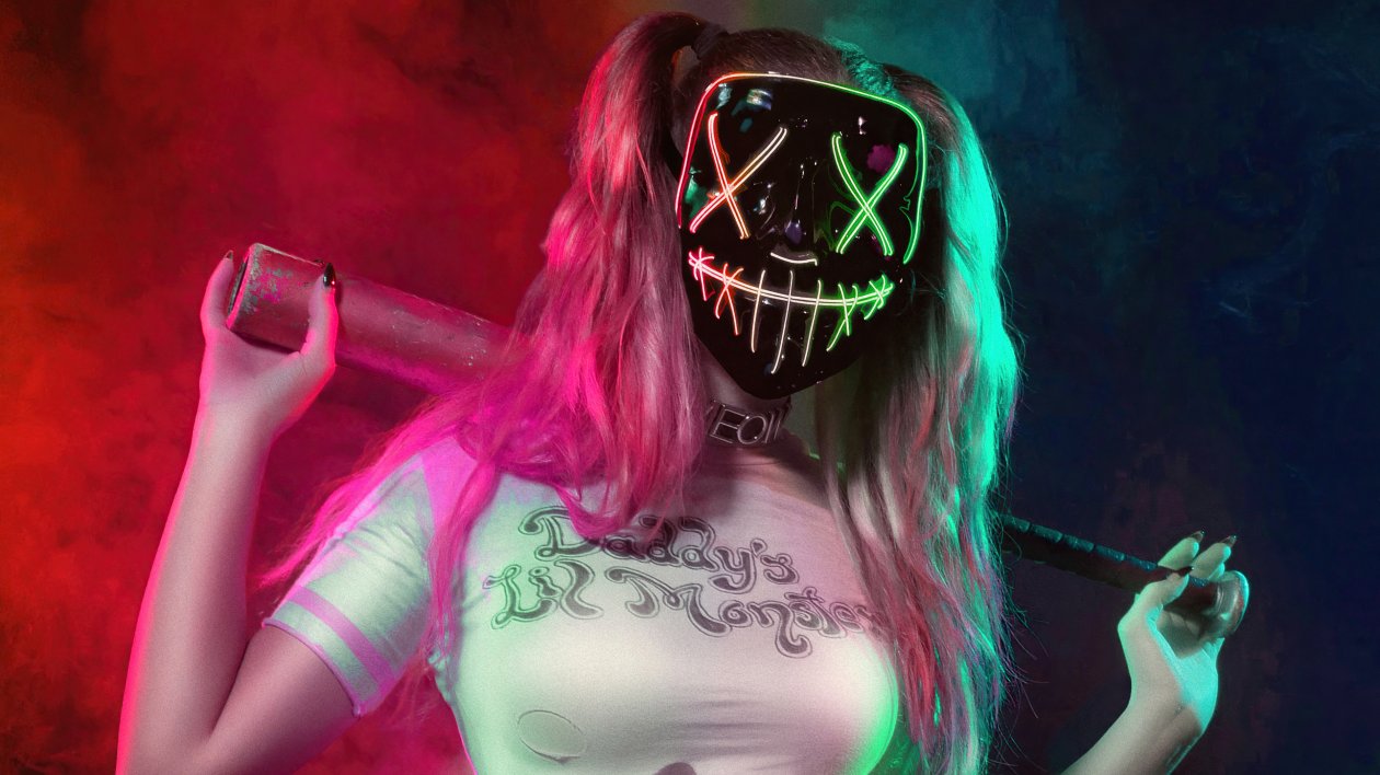 Harley Quinn Cosplay Mask Girl 4k