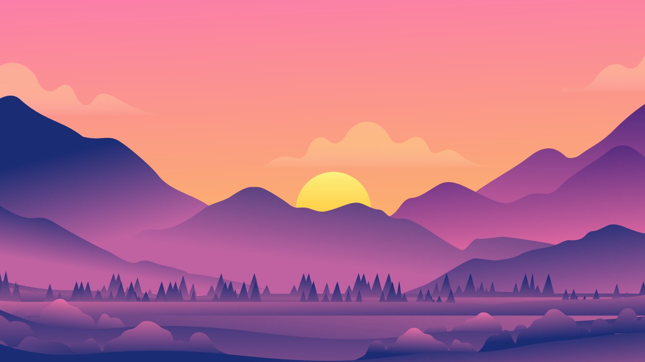 Beautiful Evening Landscape Minimal 8k