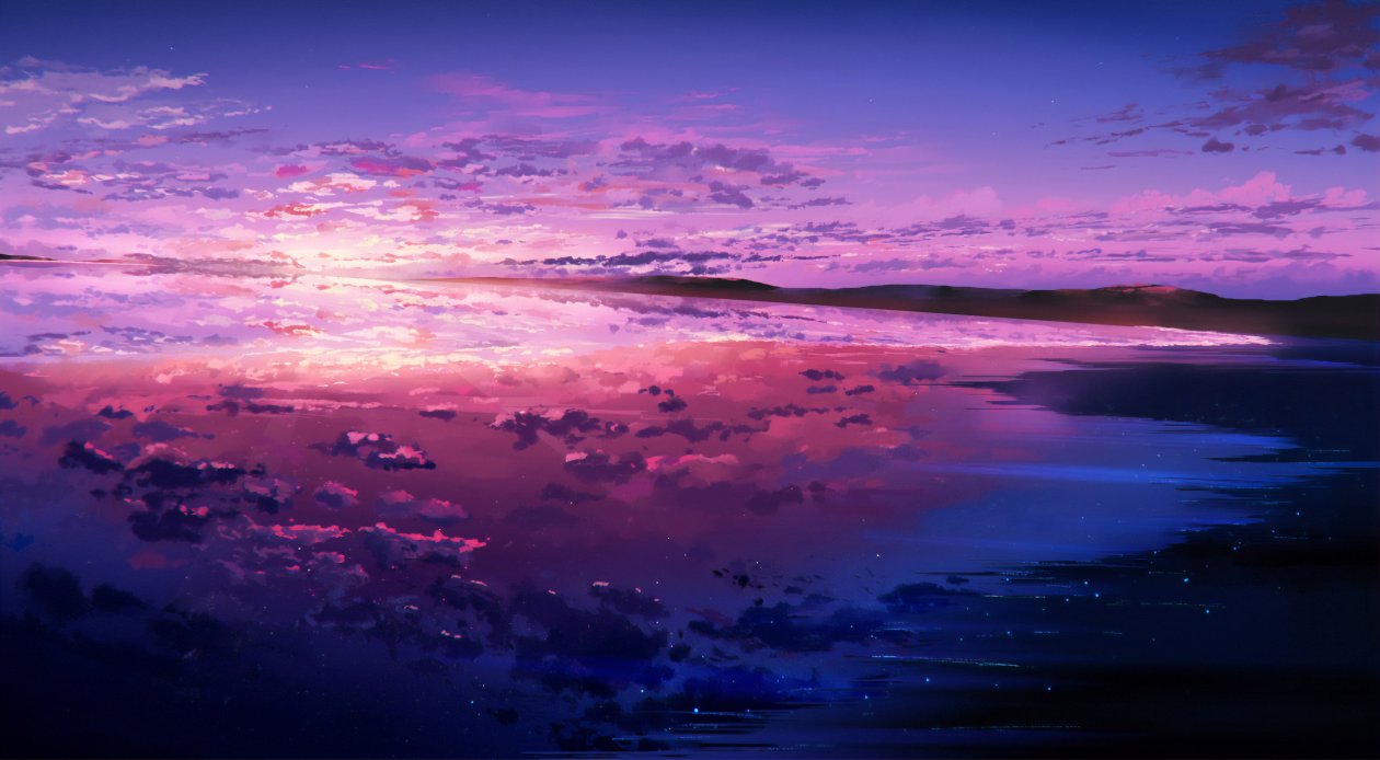 Sea Sky Clouds Illustration 4k