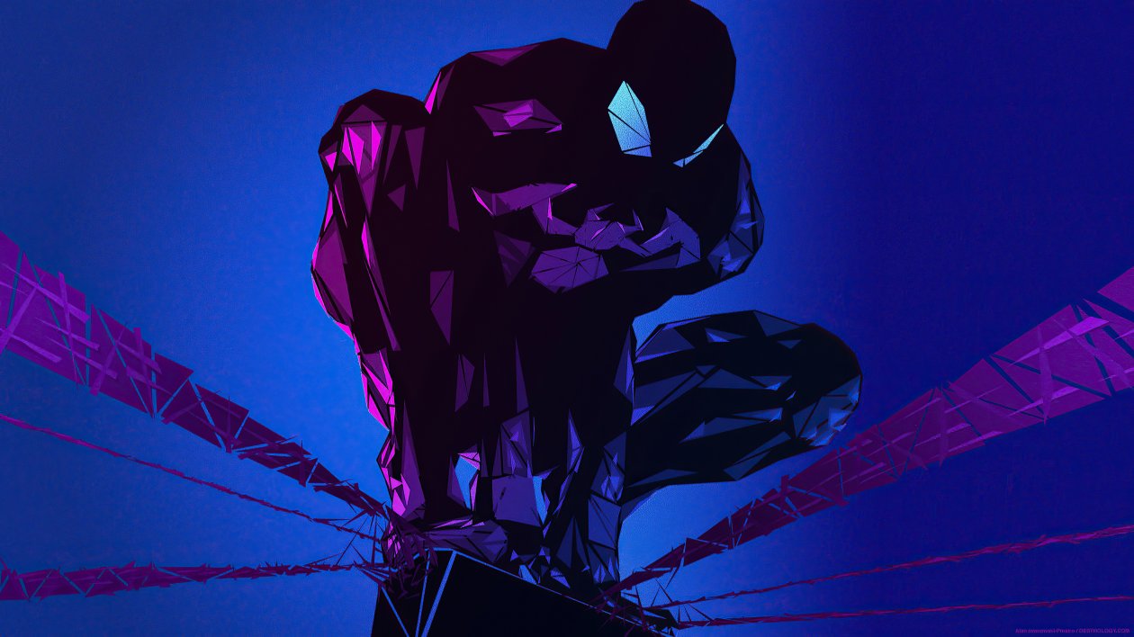 Blue Polygon Spiderman 4k