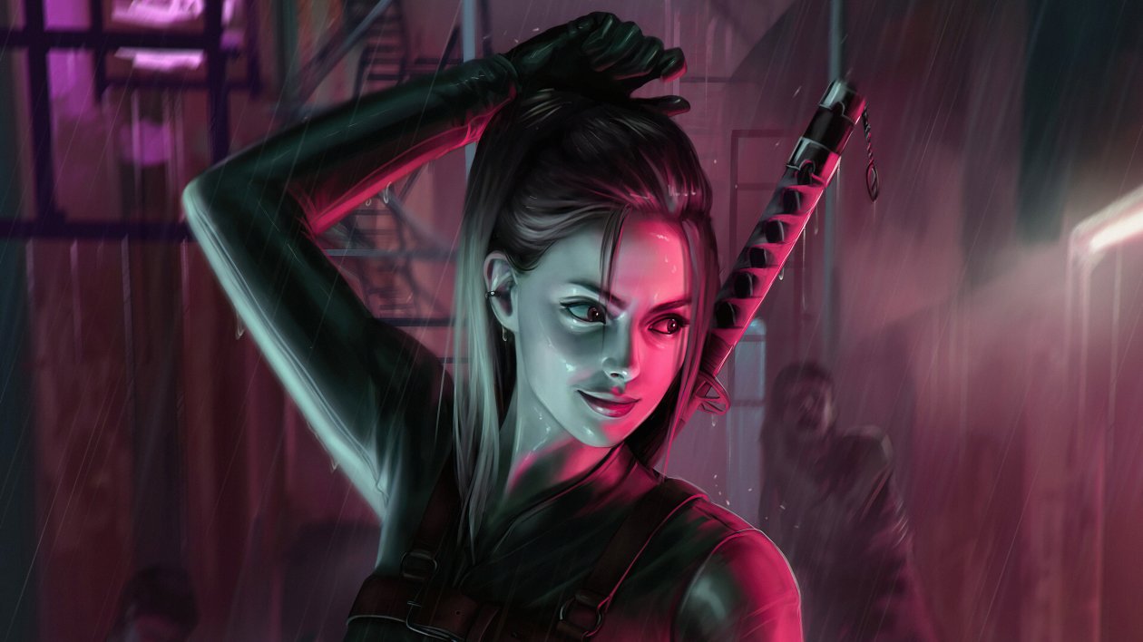 Girl With Swords In Back Fantasy 4k