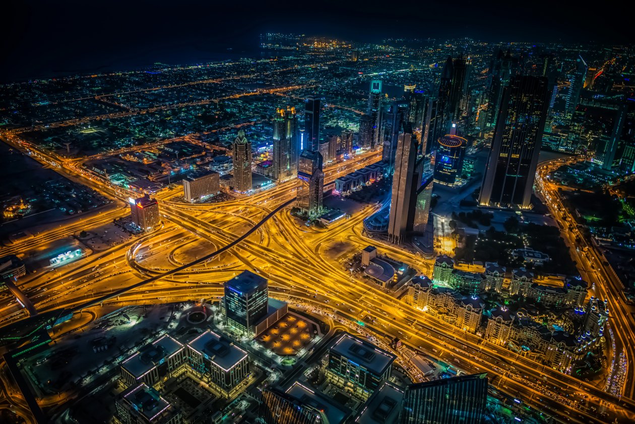 Dubai Building Lights Skycrappers 4k