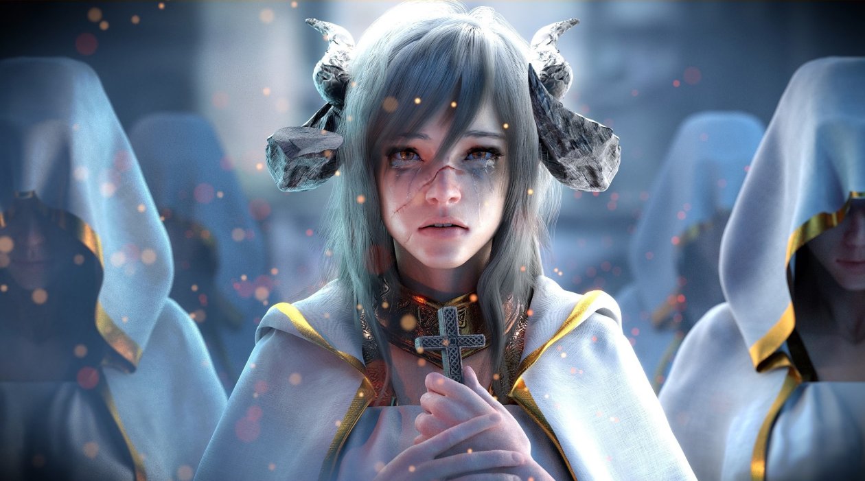Demon Girl Orange Eyes