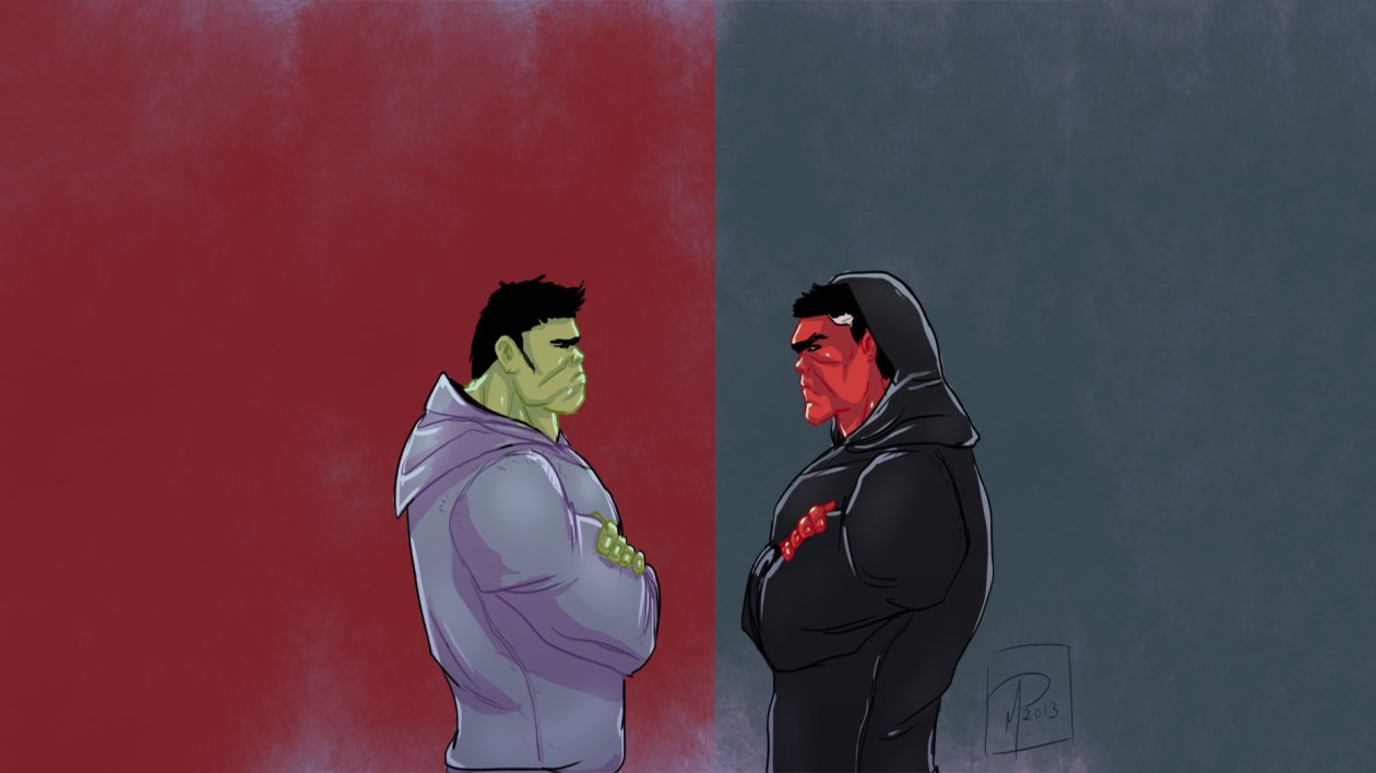 Green And Red Hulk Artwork