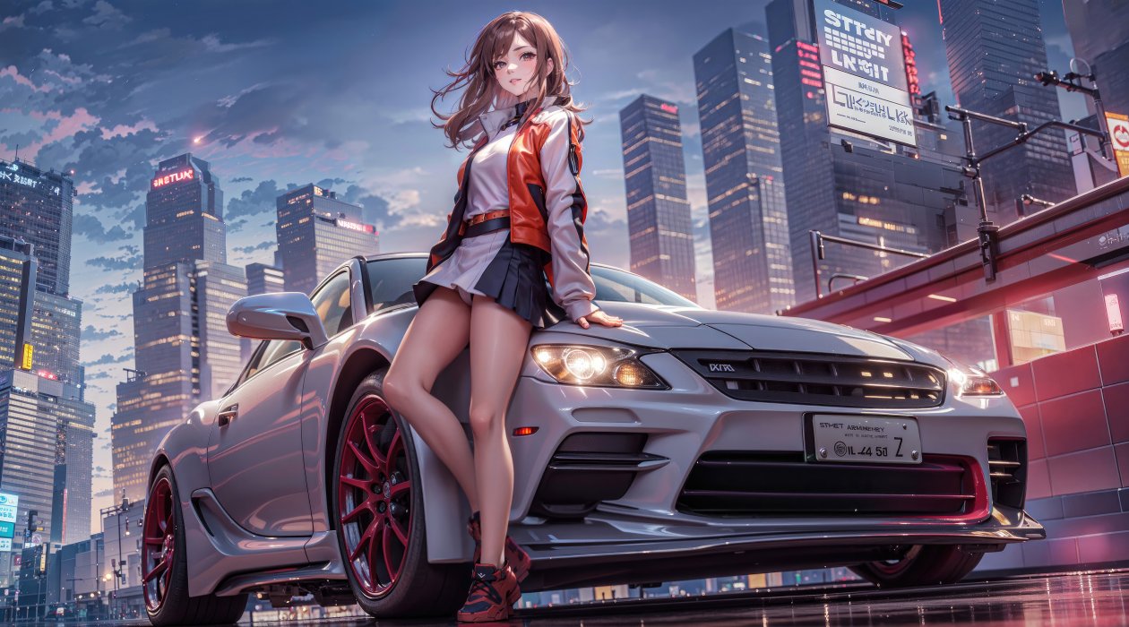 Anime Girl With Cars 5k