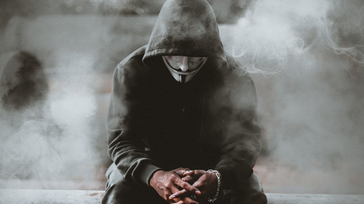 Man Black Hoodie Anonymus 4k
