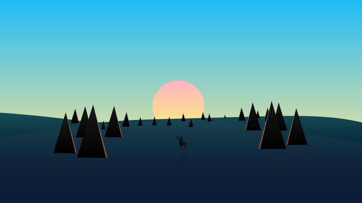 Beautiful Day Sunset Deer Minimal 8k