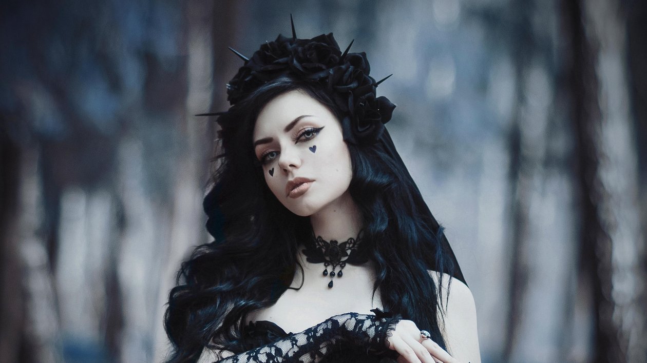 Gothic Bride In Black Dress
