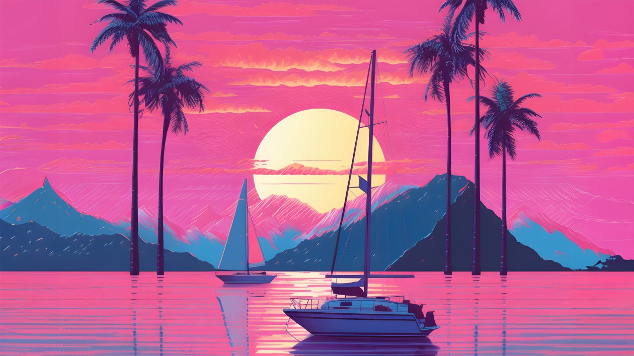 One Last Sunset In Vaporwave Aesthetic World