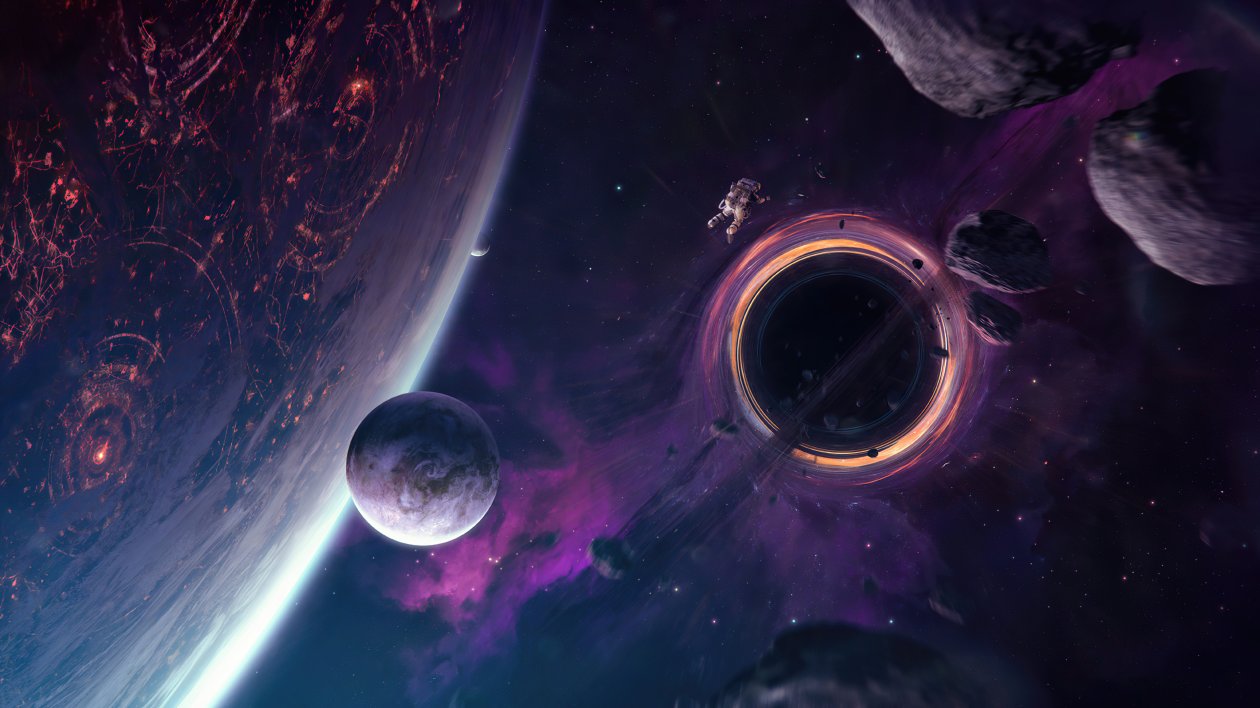 Astronaut Black Hole Galaxy Space 4k