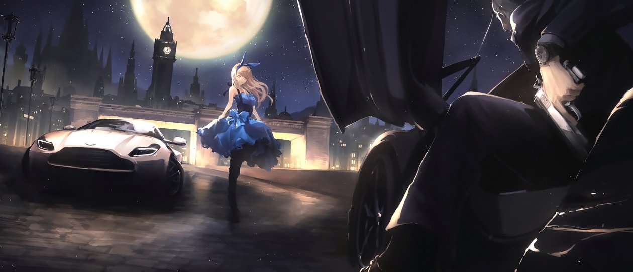 Anime Car And Blonde Girl Gangster
