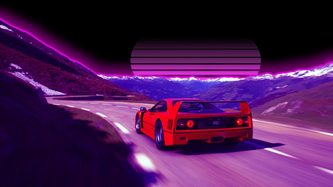Ferrari F40 Retro Road 4k
