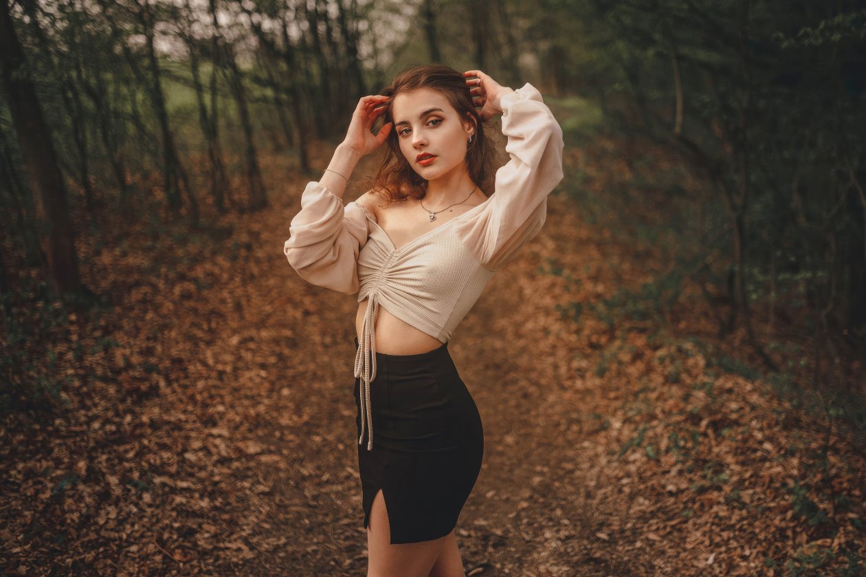 Enchanting Gaze Girl In Forest
