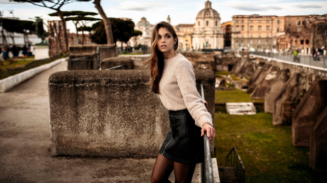 Girl Rocking A Black Clothing And A Cute Sweater Oozing Style