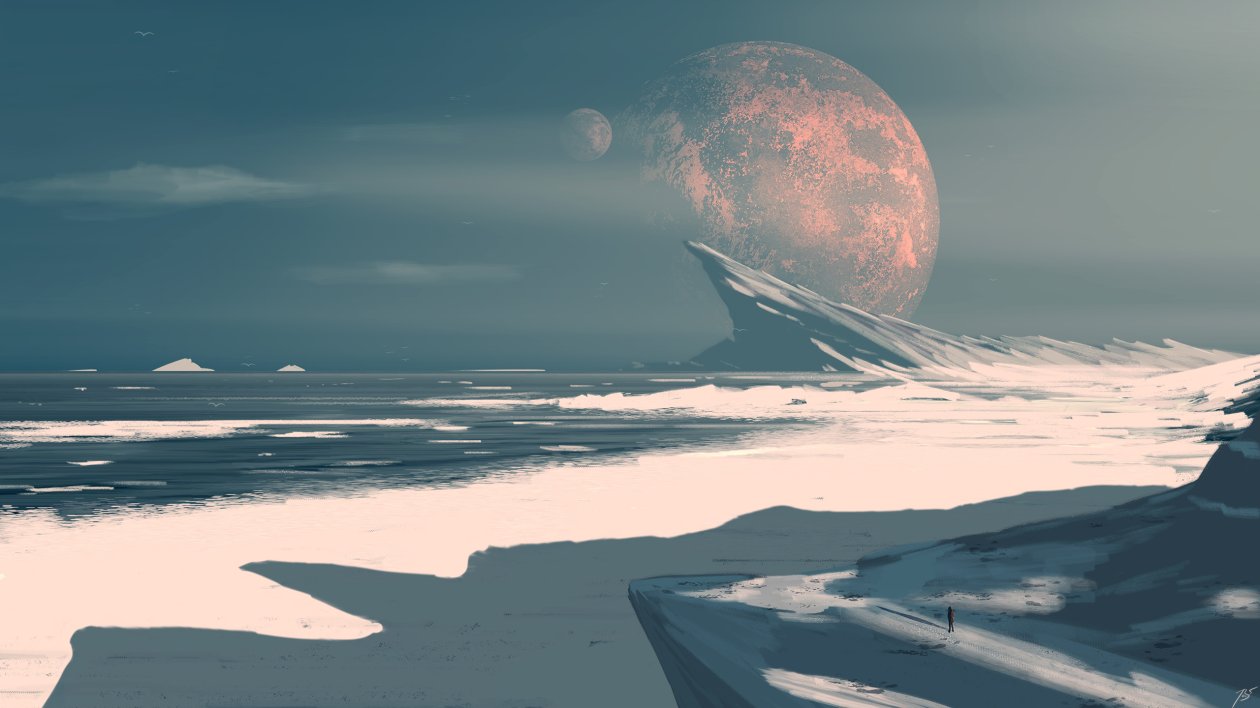 Moon Ocean Digital Art