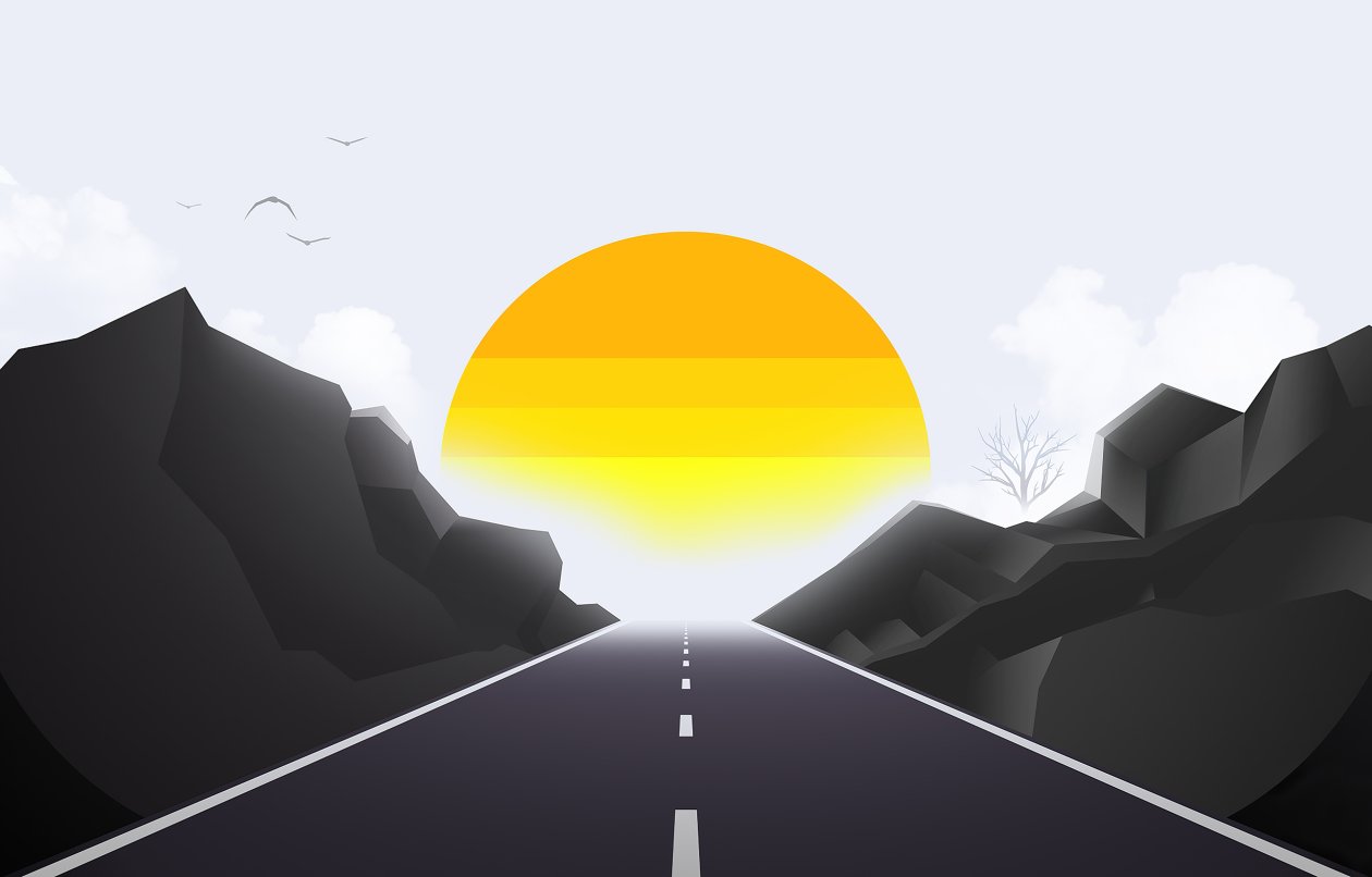 Road Mist Sun Landscape Minimal 4k