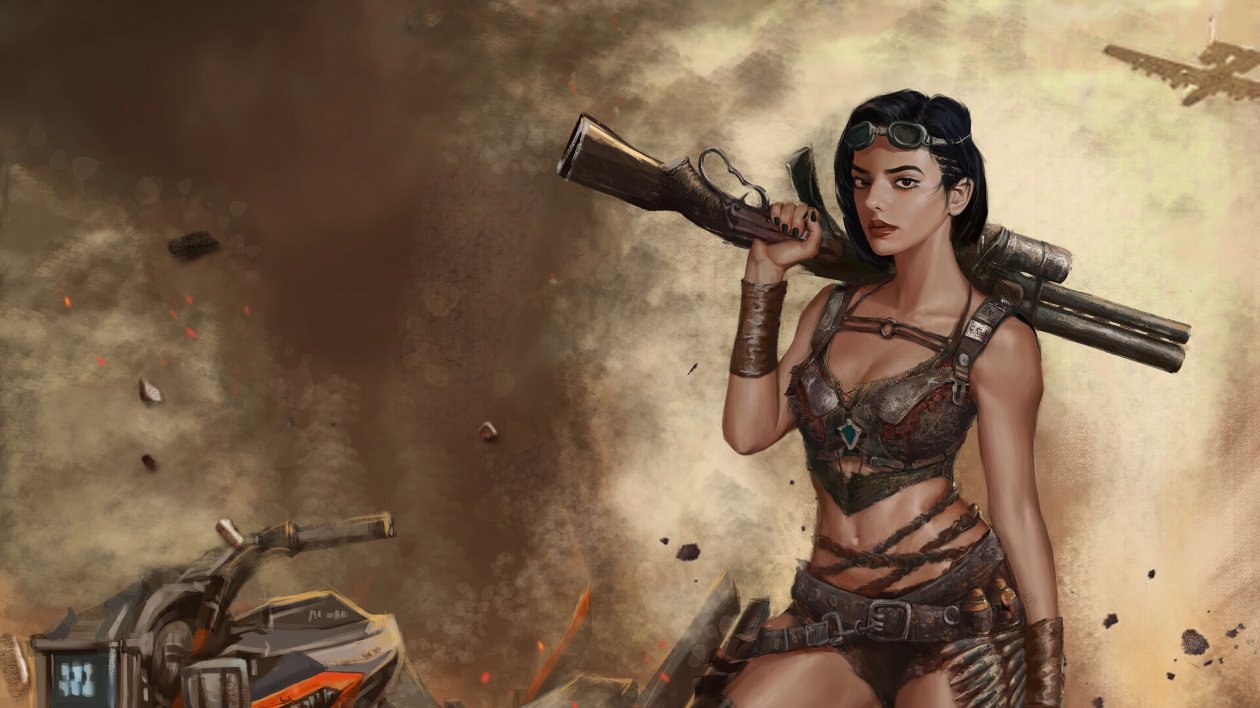Girl With Big Gun 4k