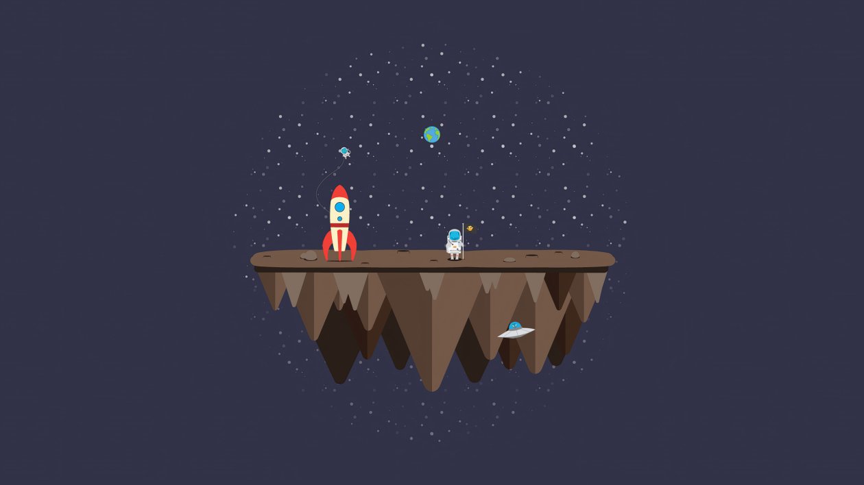 Astronaut Rocket Minimalism 4k
