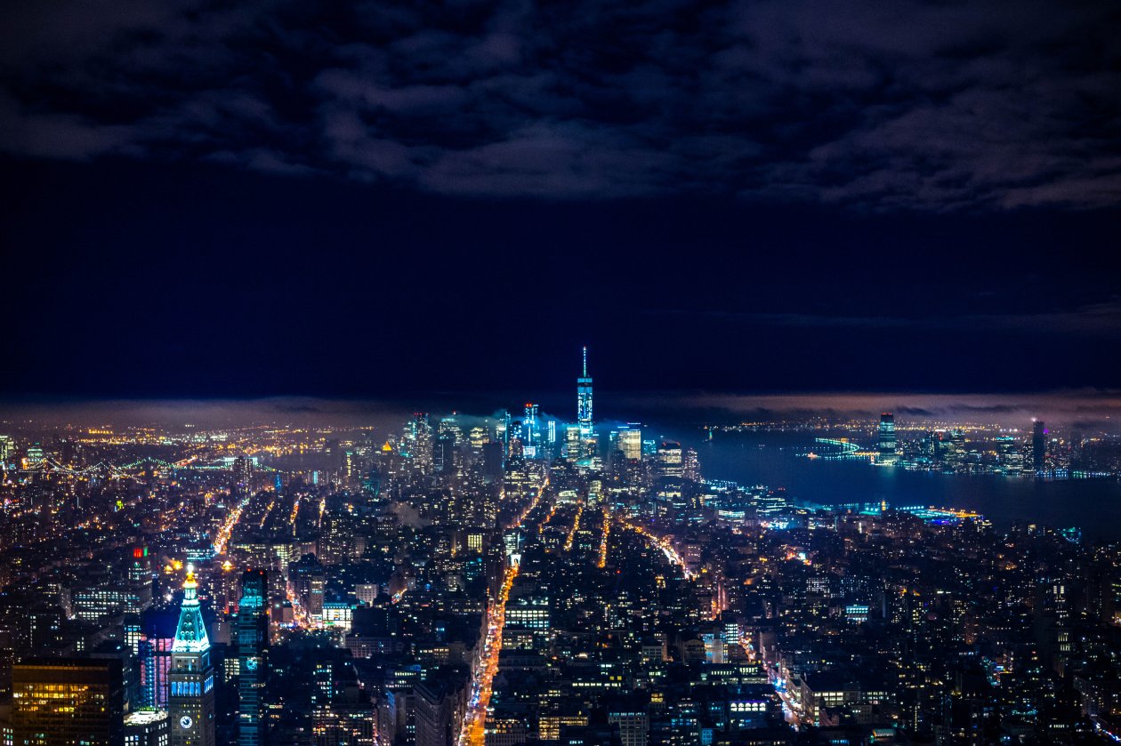 Skycrappers Buildings Lights Night View