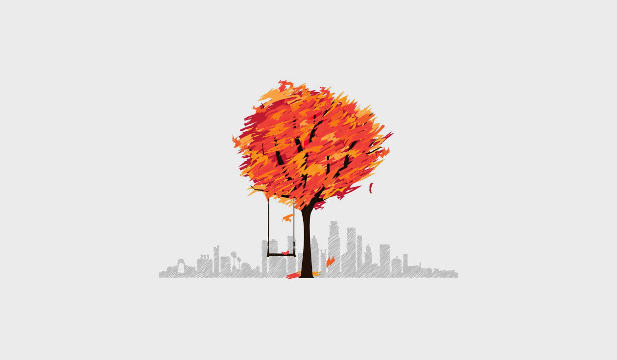 Autumn Tree Minimal Art 4k