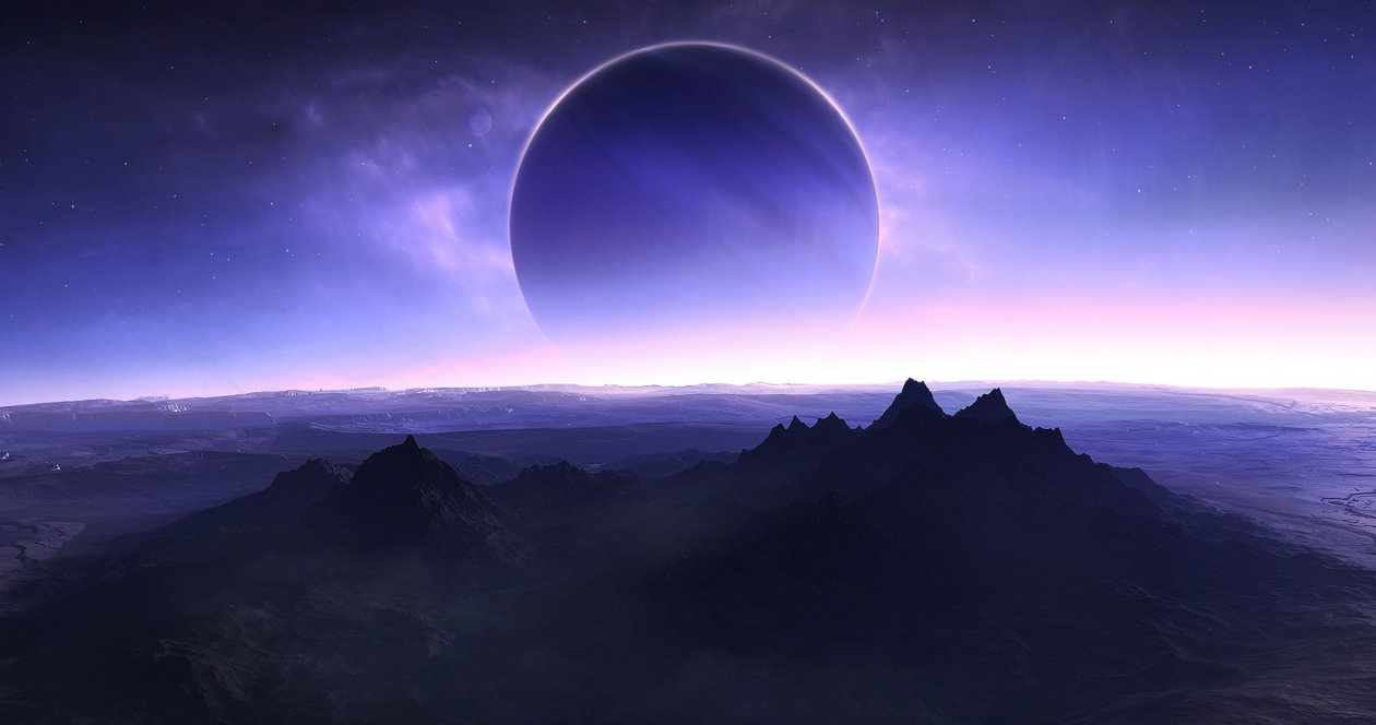 Planets Mountains Sea Sky Artwork 4k